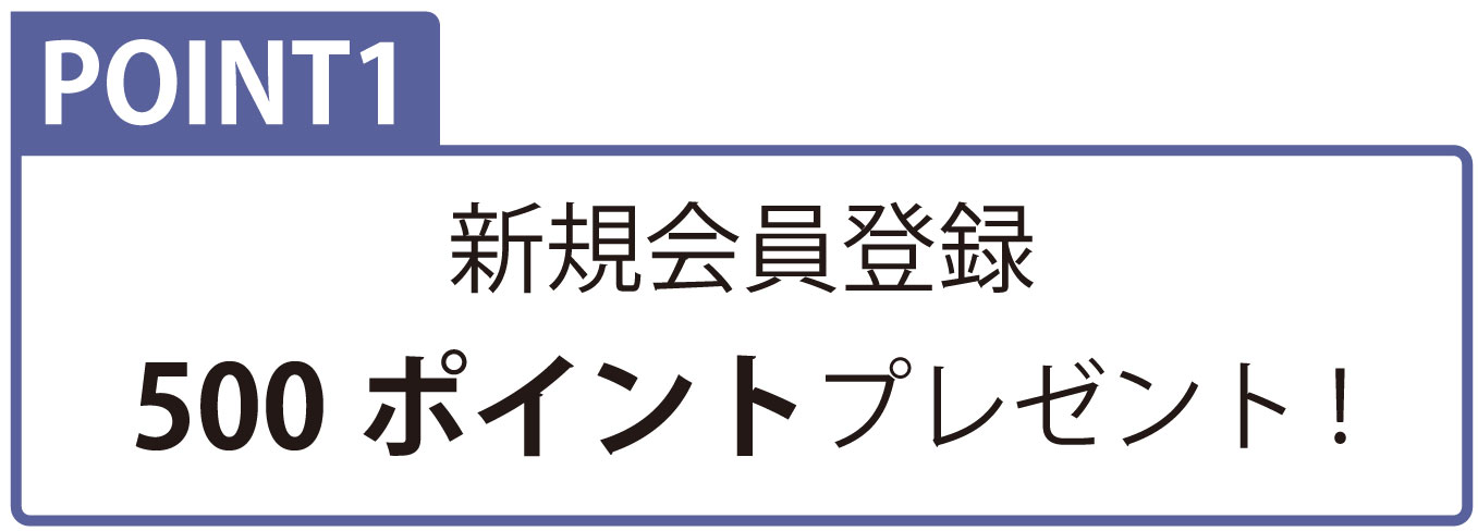 会員登録の特典 ポイント1 新規会員限定500ptプレゼント