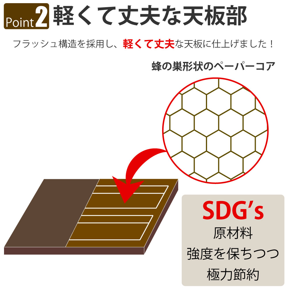 カフェテーブル 四角天板 幅60cm ブラウン木目 スチール脚 ポイント2 軽くて丈夫な天板部 家具のAKIRA