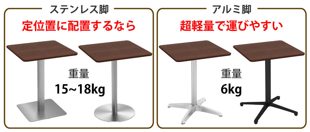 カフェテーブル 四角天板 幅60cm ブラウン木目 スチール脚 ポイント3 ベースの特徴 家具のAKIRA