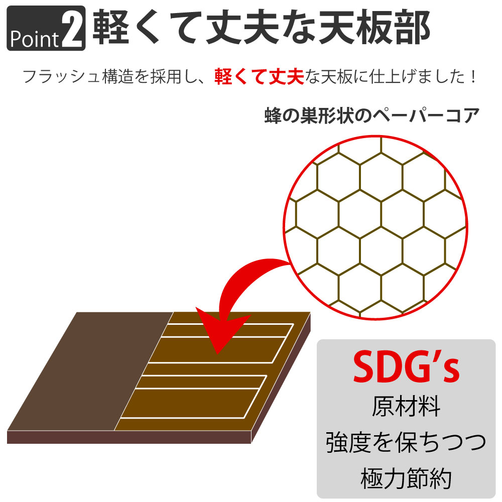 カフェテーブル 四角天板 幅60cm ブラウン木目 ステンレス脚 ポイント2 軽くて丈夫な天板部 家具のAKIRA