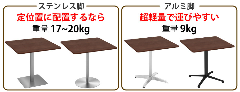 カフェテーブル 四角天板 幅75cm ブラウン木目 スチール脚 ポイント3 ベースの特徴 家具のAKIRA