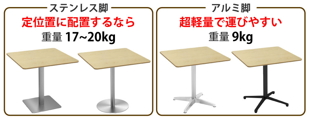 カフェテーブル 四角天板 幅75cm ナチュラル木目 スチール脚 ポイント3 ベースの特徴 家具のAKIRA