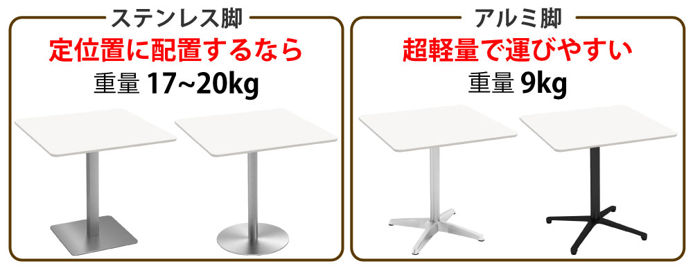 カフェテーブル 四角天板 幅75cm ホワイト スチール脚 ポイント3 ベースの特徴 家具のAKIRA