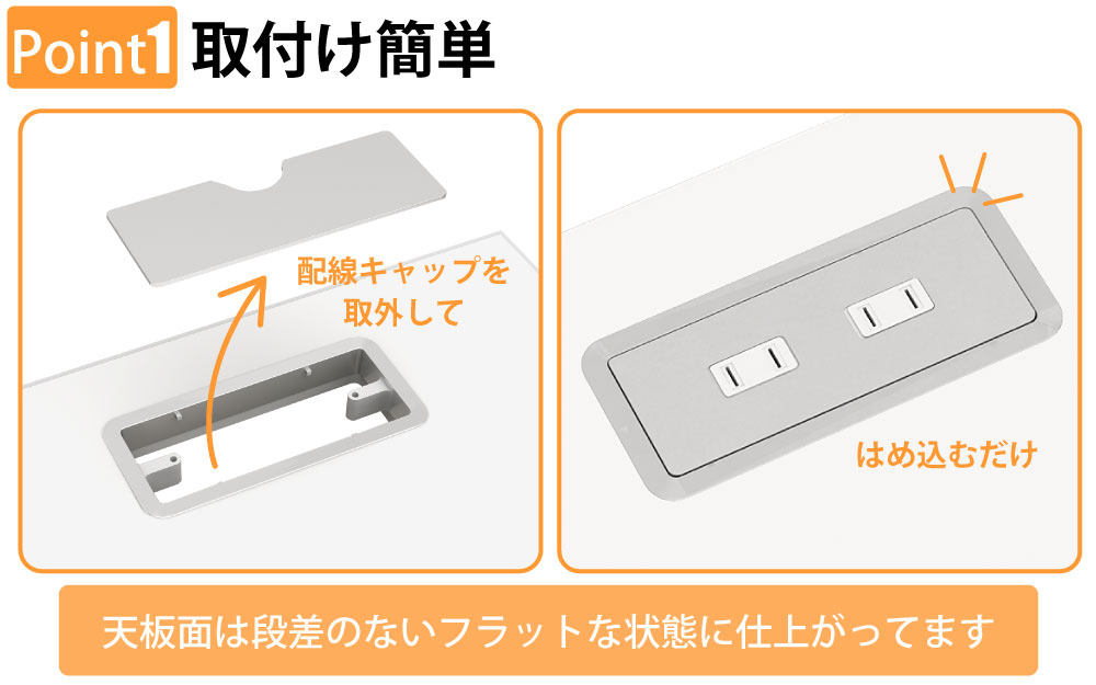 天板上コンセント オプション オフィスデスク マネージメントデスク 専用 ポイント1 取付け簡単 家具のAKIRA