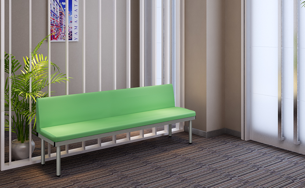 家具のAKIRA 背付き ベンチ 待合椅子 幅180cm グリーン 店舗用ソファー 